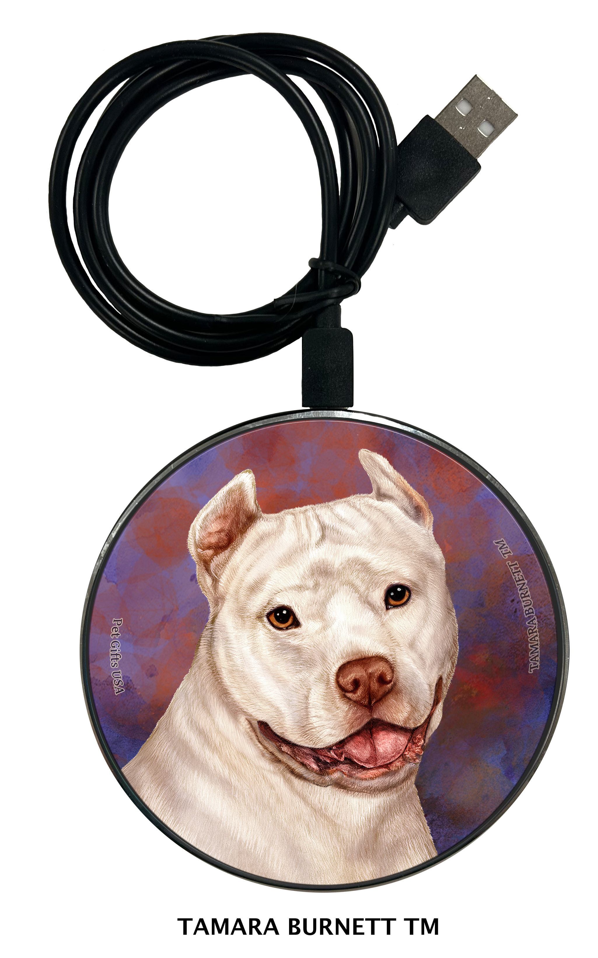 Pit Bull White Cropped - Zoomies Phone Charger image